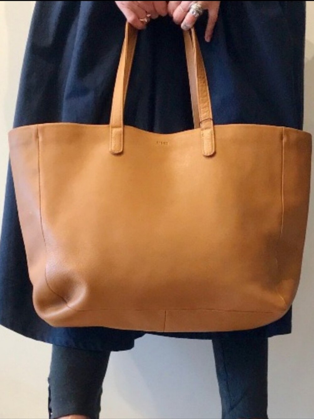 BAGGU Oversized Leather Tote Bag